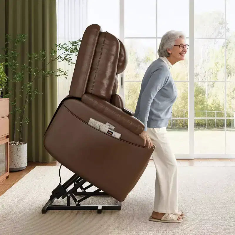 Electric Power Lift Recliner Chair Sofa with Remote, 3-Position Reclining, Side Pockets, USB Ports for Living Room, Faux Leather