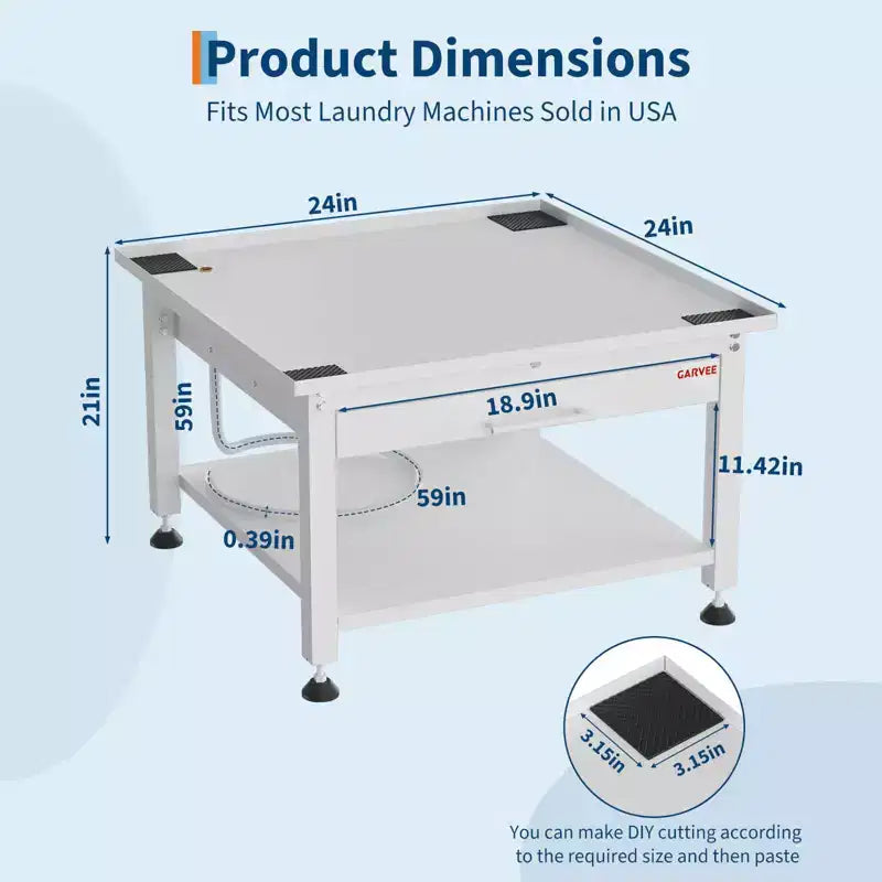 24/27 Wide Washer and Dryer Pedestals with Pullout-Shelf, Pedestal with Adjustable Anti-Vibration Pads, Drain Pan and Hose, 800 - 1000 lbs Capacity