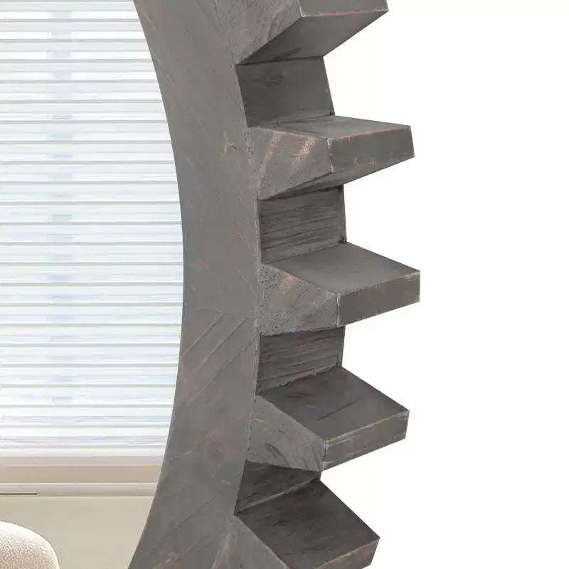 TUYOHW Industrial Style Solid Wood Gear Shape Wall Mirror Decorative Mirror for Bedroom,Living Room,Entryway,Bathroom