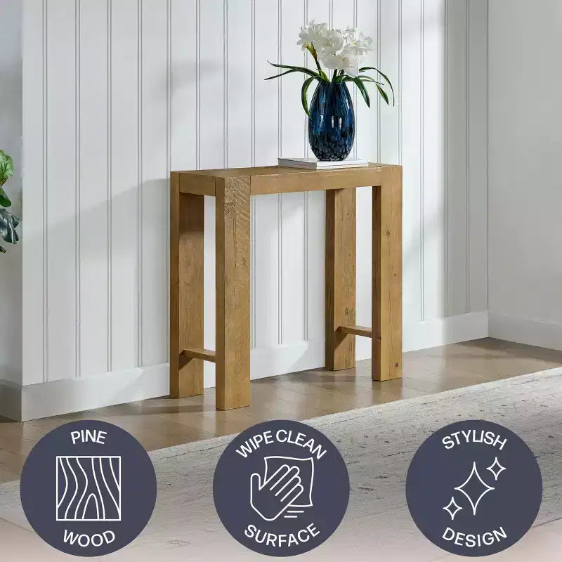Alaterre Furniture Classic Solid Wood Console Table - 36 Inch Modern Farmhouse Small Entryway Table