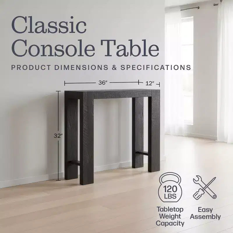 Alaterre Furniture Classic Solid Wood Console Table - 36 Inch Modern Farmhouse Small Entryway Table