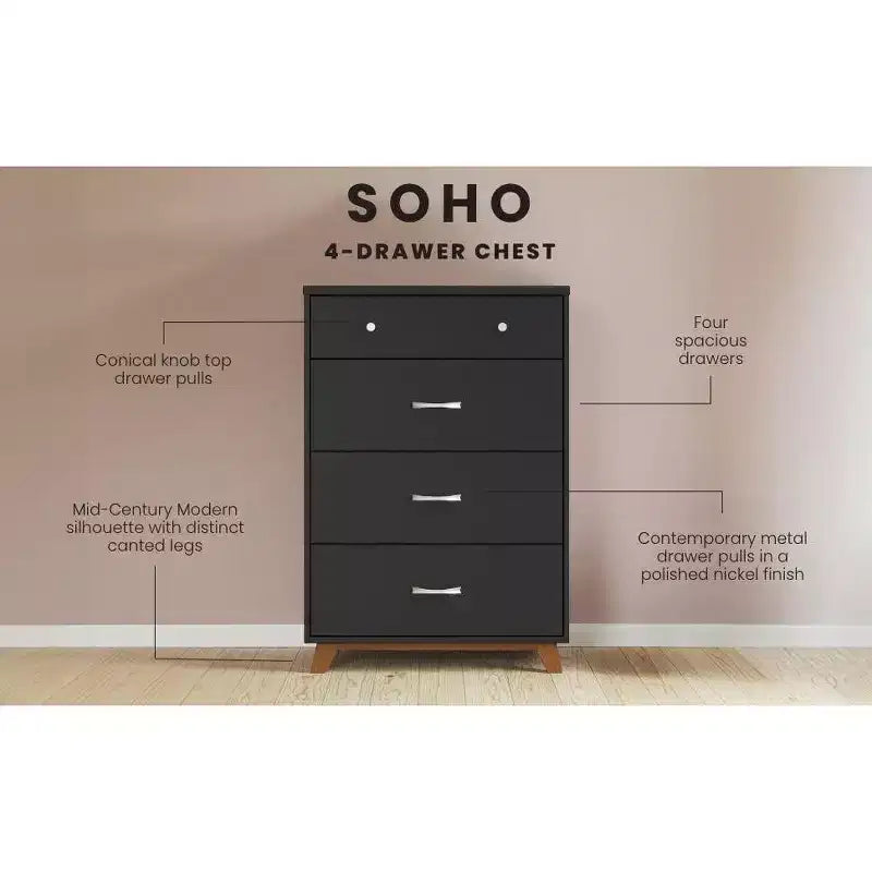 Child Craft SOHO 4 Drawer Chest for Nursery or Bedroom, Plenty of Storage, Anti-Tip Kit Included to Prevent Tipping, Non-Toxic, Baby Safe Finish