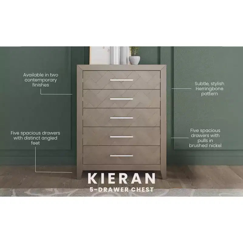 Child Craft Kieran 5 Drawer Chest for Nursery or Bedroom, Plenty of Storage, Anti-Tip Kit Included to Prevent Tipping, Non-Toxic, Baby Safe Finish