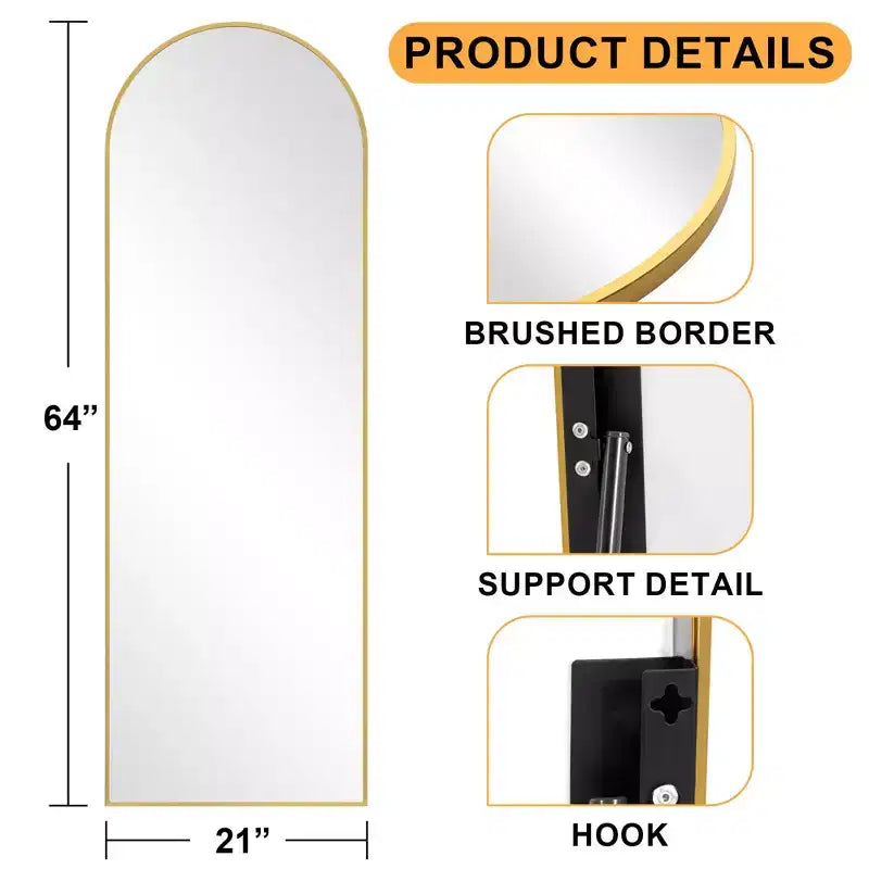 Dovelina Modern Wood Frame Arched Mirror Decorative Wall Mirror