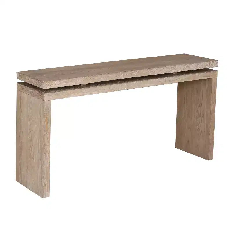 Clihome 60 Farmhouse Console Table - Retro Wooden Entryway Table with Double Board Suspension Design,Sofa Table for Living Room