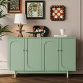 TUYOHW 4-Door Intaglio Storage Cabinet,Console Table with Pine Legs,Solid Wood Pulls,Adjustable Shelf,Sideboard for Living Room,Bedroom,Kitchen