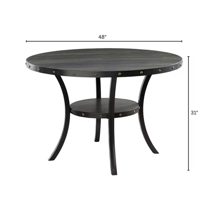 GDFStudio Brenton 48 Contemporary Round Dining Table with Storage Shelf