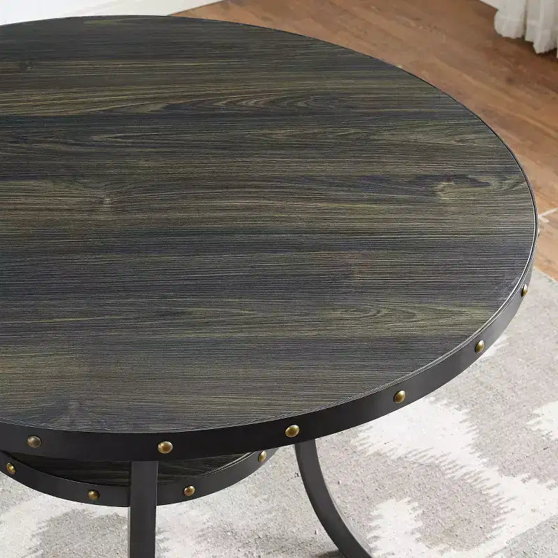 GDFStudio Brenton 48 Contemporary Round Dining Table with Storage Shelf