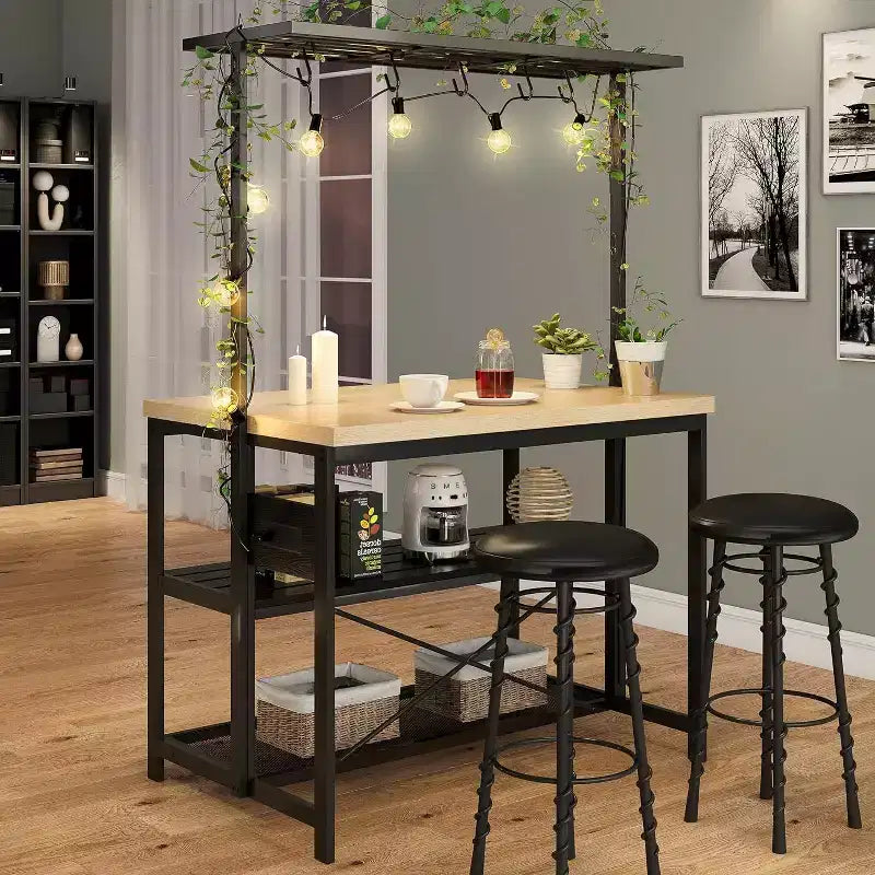 47 inch Kitchen Island with Storage, Large Bakers Rack Stand with 3-Tier Shelves, 5 Hooks for Pantry Organization, Kitchen Counter Prep Table
