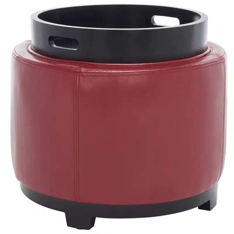 Round Flip Top Storage Ottoman - HUD4045 - Safavieh Couture