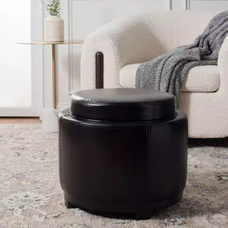 Round Flip Top Storage Ottoman - HUD4045 - Safavieh Couture