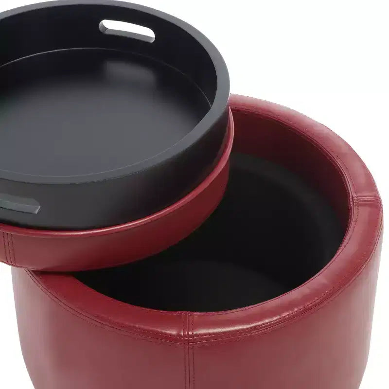 Round Flip Top Storage Ottoman - HUD4045 - Safavieh Couture