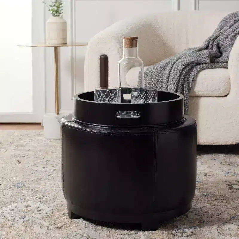 Round Flip Top Storage Ottoman - HUD4045 - Safavieh Couture