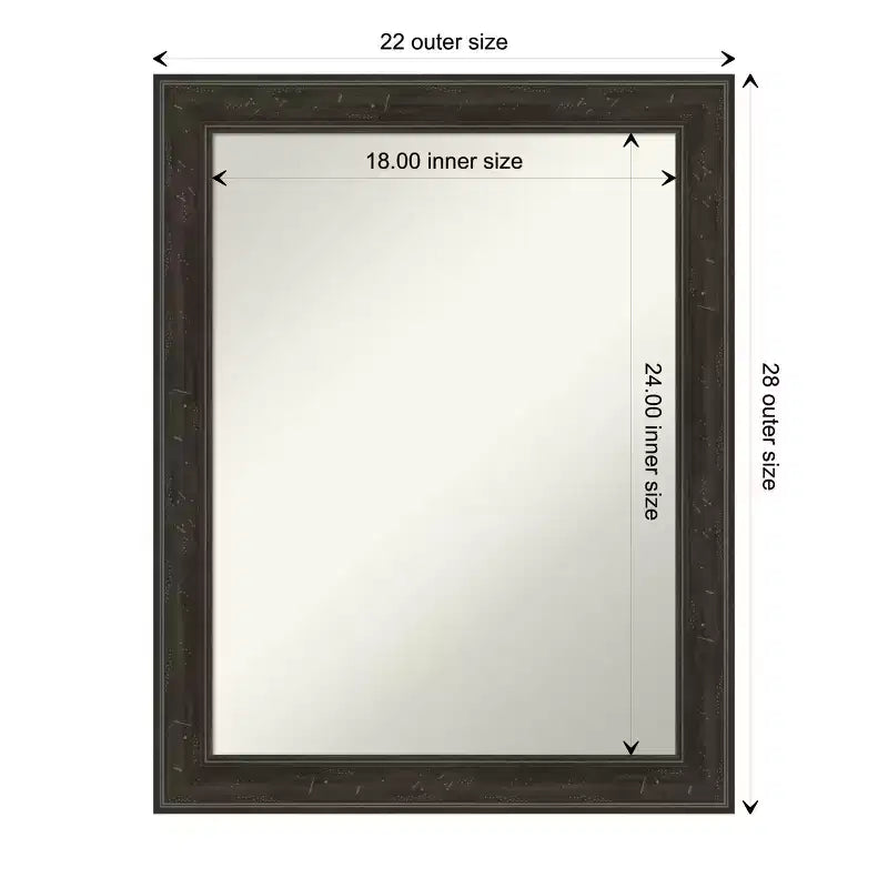 Amanti Art Shipwreck Greywash Narrow Non-Beveled Bathroom Wall Mirror 28 x 22 in.