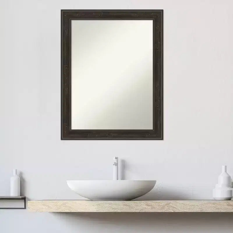 Amanti Art Shipwreck Greywash Narrow Non-Beveled Bathroom Wall Mirror 28 x 22 in.