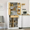 HOMCOM 72 Kitchen Pantry, 4-Door Kitchen Cabinet with 5-tier Storage Shelving, 8 Spice Racks, Interior Drawer and Adjustable Shelves, White