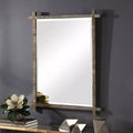 Uttermost Abanu 30 x 39.75 Rustic Gold Ribbed Frame Wall Mirror